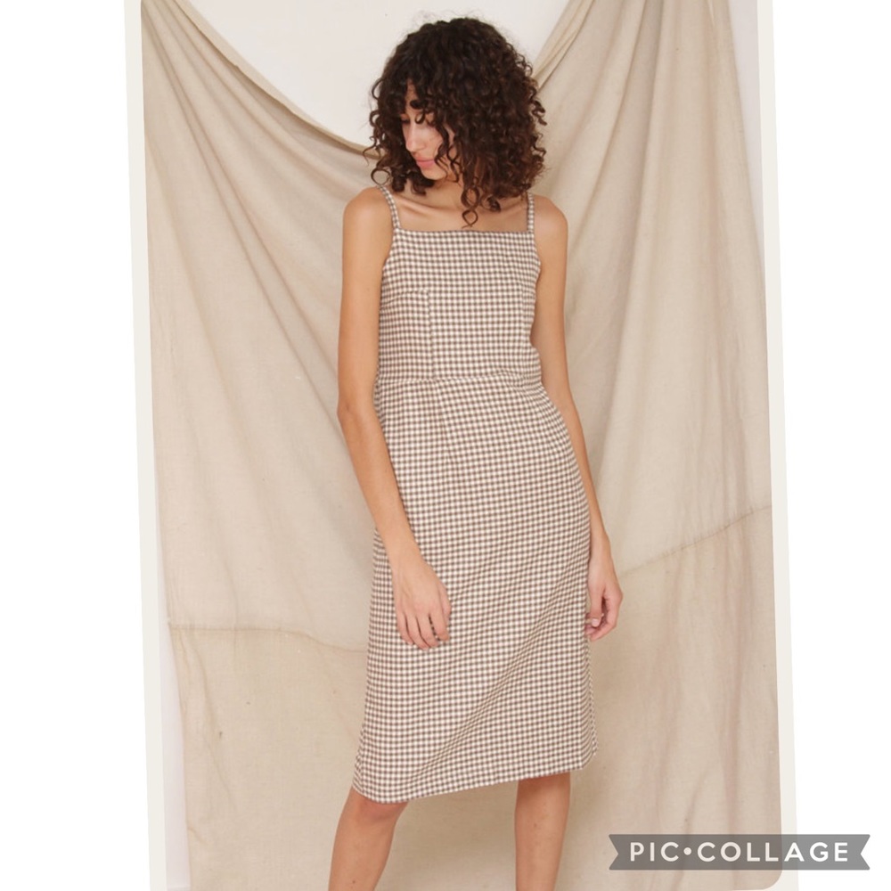 NWT Rita Row Sore Herringbone Checkered Tie Back Midi Dress